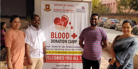 Blood Donation Camp at Sophia Sr. Sec. School, Lalarpura, Jaipur.