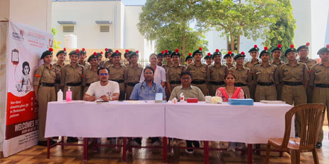 Blood donation camp at Sophia School, Jaipur, with J.K. Lone Hospital team