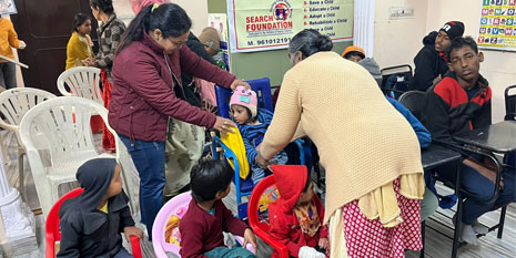 Stationery given to specially-abled kids at Navchetan, Jaipur.